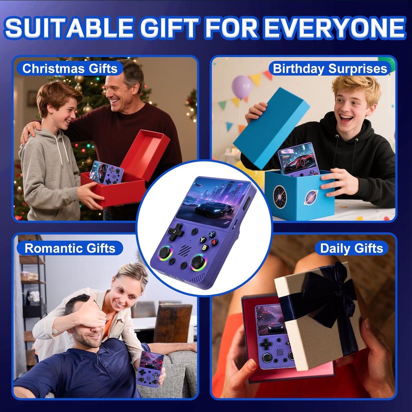 RG36PRO Retro Handheld Game Console - Open Source System,3.5"Ips Screen,30,000+ Classic Games,64G TF Card, 3000Mah Battery,Portable Console for Teen or Partner-Gift for Christmas -Purple