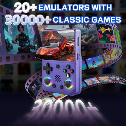 RG36PRO Retro Handheld Game Console - Open Source System,3.5"Ips Screen,30,000+ Classic Games,64G TF Card, 3000Mah Battery,Portable Console for Teen or Partner-Gift for Christmas -Purple