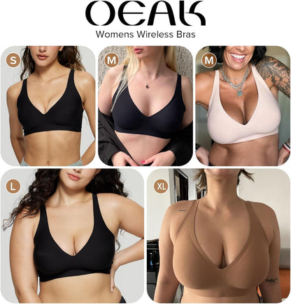 Womens Deep V Bras Wireless Comfortable Bra Supportive No Underwire Bras Tshirt Push up Bralettes Plunge Seamless Bra