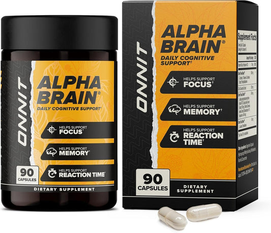Alpha Brain® Nootropic Brain Supplement for Men and Women, IGEN™ Non-Gmo Tested, Memory, Mental Clarity, Cognitive Support and Focus Capsules with L-Theanine and Vitamin B6, 90 Count