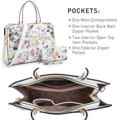 Women Faux Croco Leather Handbags Classic Medium Purse with Matching Wallet