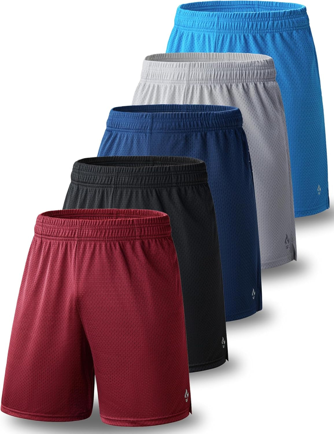 5 Pack: Mens Athletic Shorts, 9" Mesh Basketball Shorts Men Active Gym Shorts with Pockets