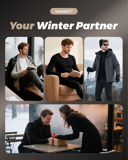 Thermal Underwear for Men Long Johns with Fleece Lined Base Layer Men Cold Weather Top Bottom