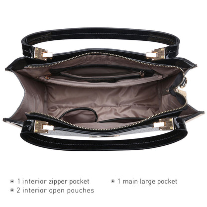 Women Faux Croco Leather Handbags Classic Medium Purse with Matching Wallet