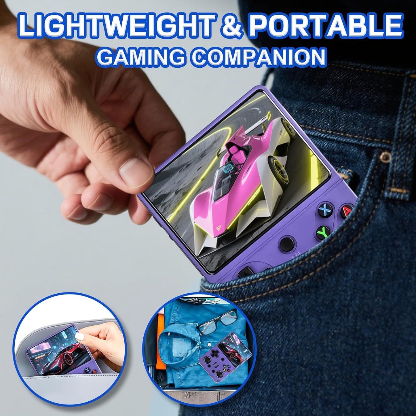 RG36PRO Retro Handheld Game Console - Open Source System,3.5"Ips Screen,30,000+ Classic Games,64G TF Card, 3000Mah Battery,Portable Console for Teen or Partner-Gift for Christmas -Purple