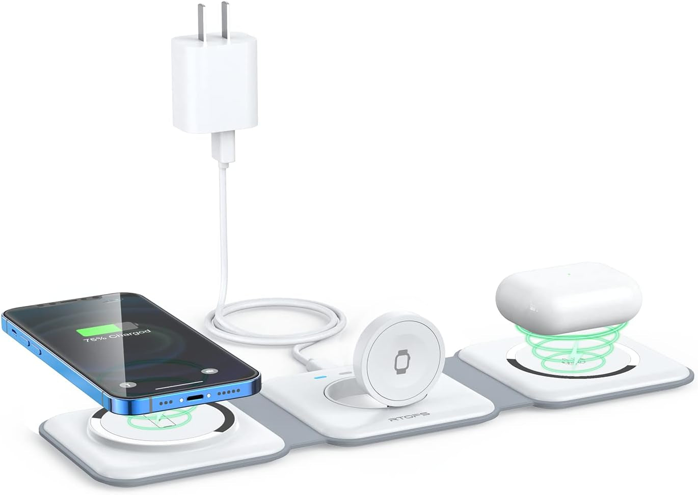 Wireless Charger 3 in 1, Magnetic Travel Wireless Charging Station Multiple Devices,Gan 3 in 1 Charging Station,Compatible for Iphone16/15/14/13/Pro/Max,Iwatch,Airpods4/3/2/Pro(Adapter Includes)