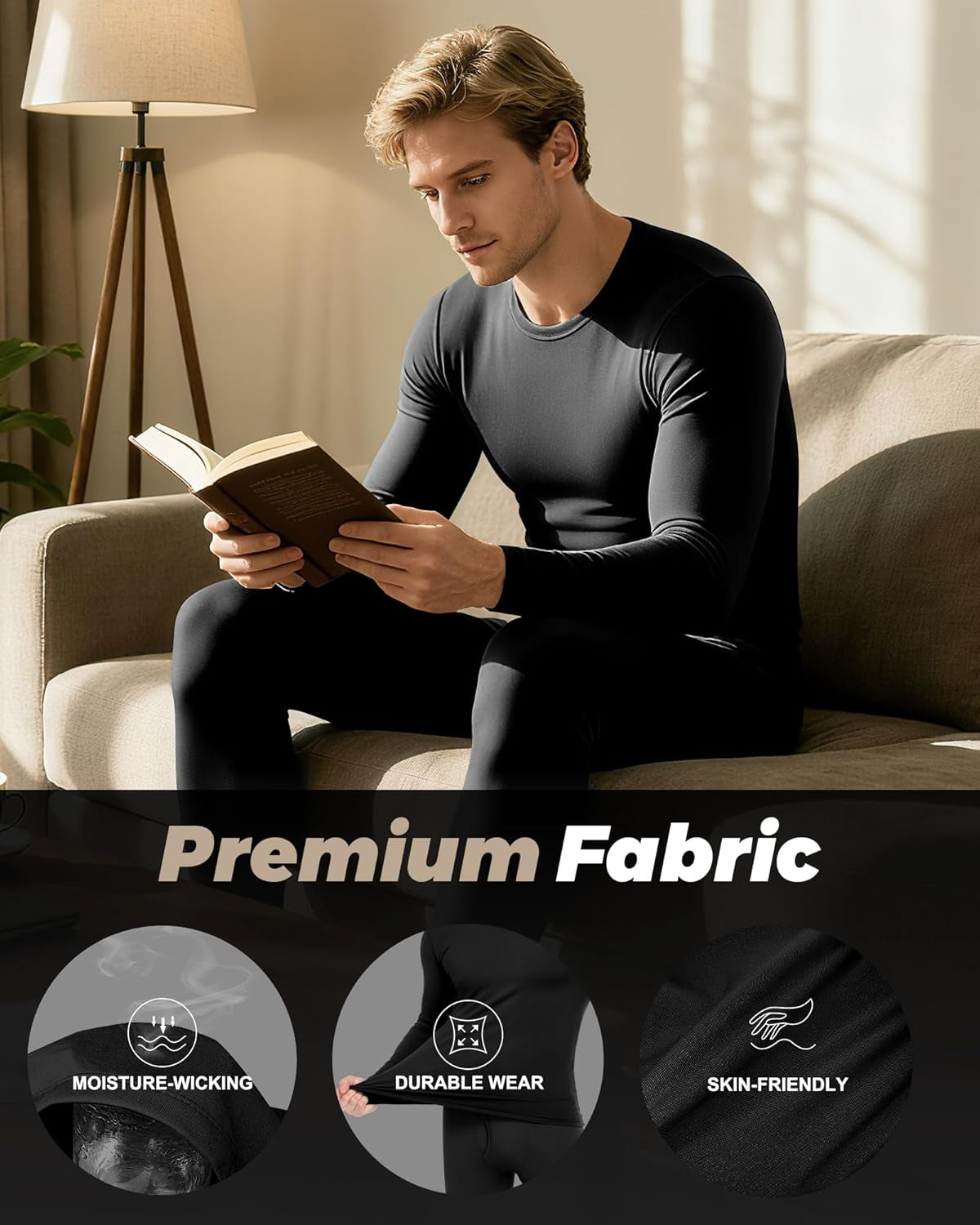 Thermal Underwear for Men Long Johns with Fleece Lined Base Layer Men Cold Weather Top Bottom