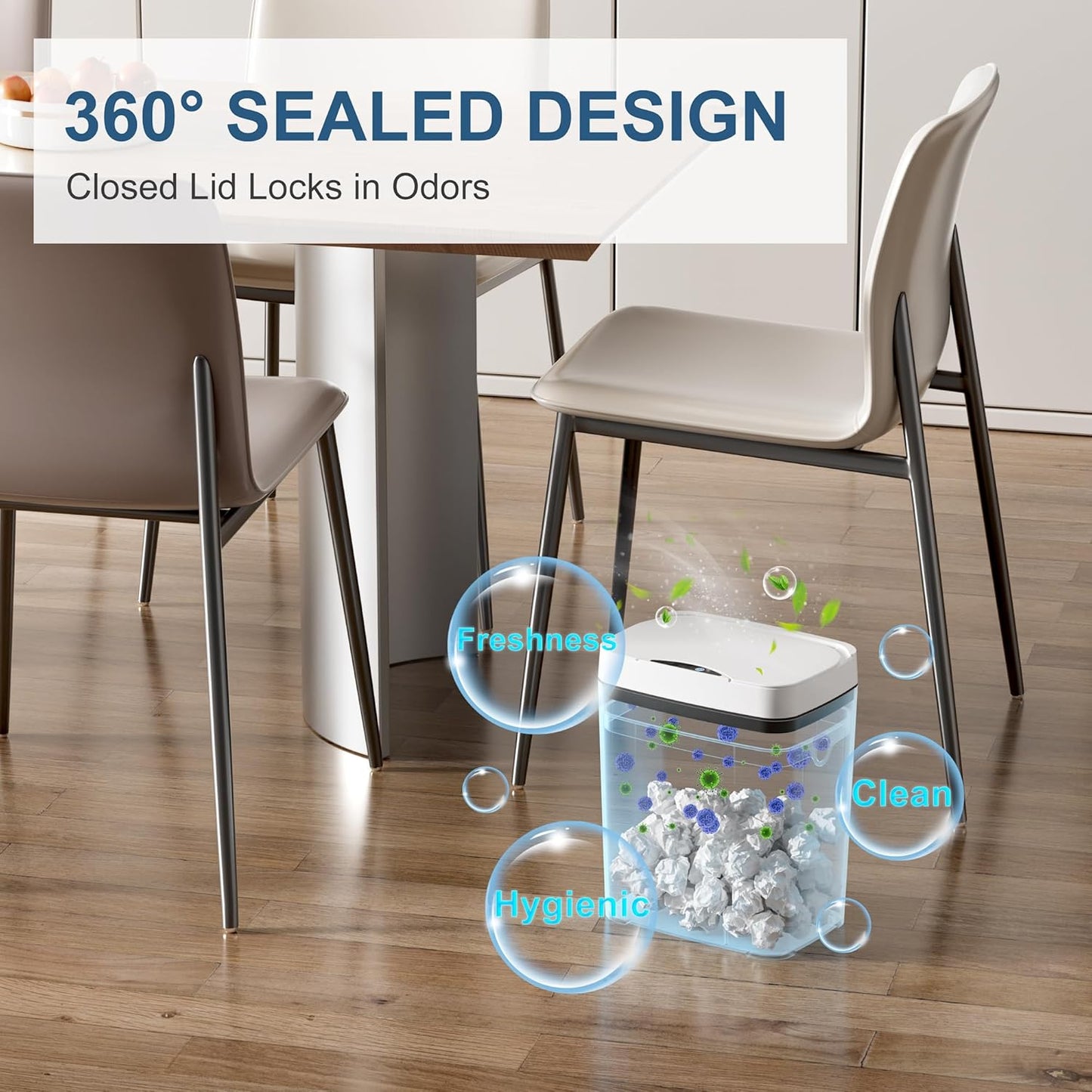 2 Pack 2.7 Gal Bathroom Trash Can with Lid, Automatic Trash Can Small Smart Garbage Can Touchless, Slim Motion Sensor Waterproof Plastic Trash Bins for Bedroom Office Kitchen Toilet