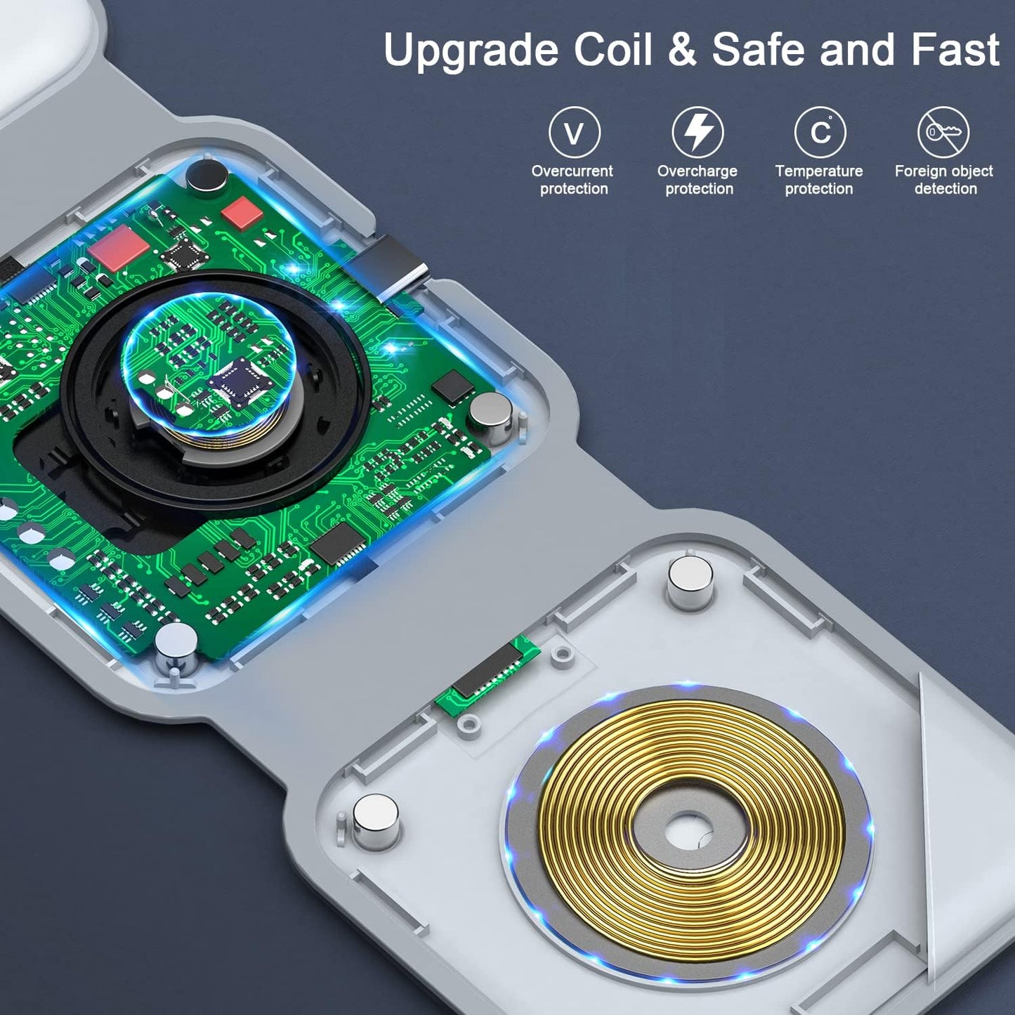 Wireless Charger 3 in 1, Magnetic Travel Wireless Charging Station Multiple Devices,Gan 3 in 1 Charging Station,Compatible for Iphone16/15/14/13/Pro/Max,Iwatch,Airpods4/3/2/Pro(Adapter Includes)