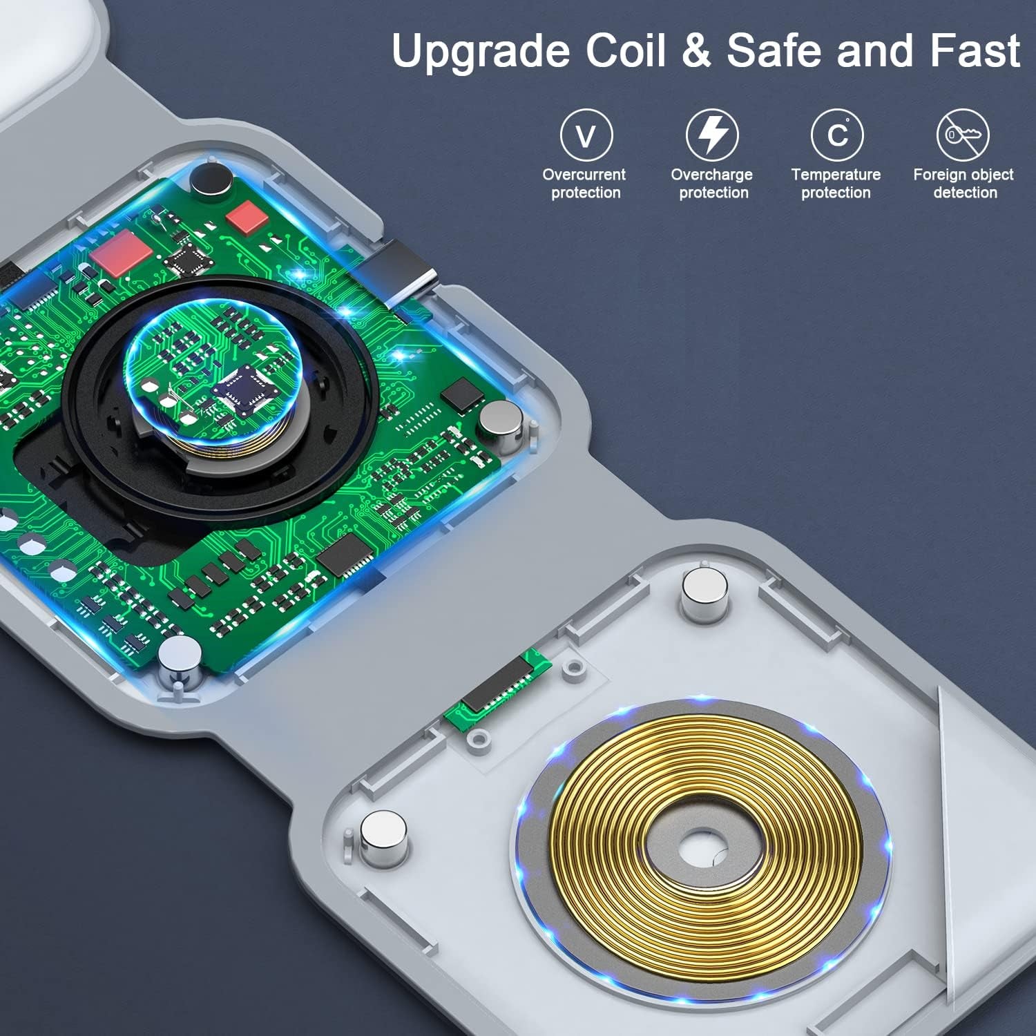 Wireless Charger 3 in 1, Magnetic Travel Wireless Charging Station Multiple Devices,Gan 3 in 1 Charging Station,Compatible for Iphone16/15/14/13/Pro/Max,Iwatch,Airpods4/3/2/Pro(Adapter Includes)