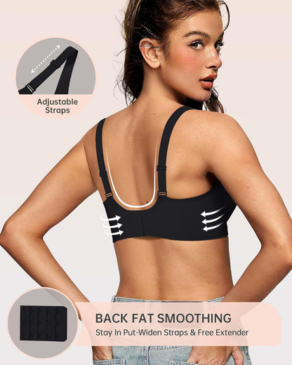 Womens Deep V Bras Wireless Comfortable Bra Supportive No Underwire Bras Tshirt Push up Bralettes Plunge Seamless Bra