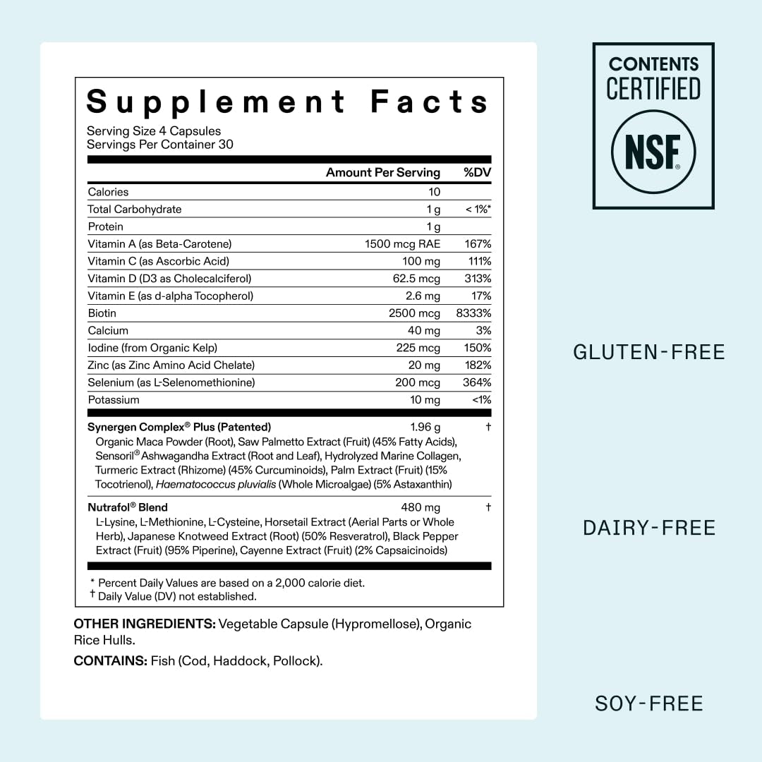 Women'S Balance Hair Growth Supplements, Ages 45 and Up, Clinically Proven for Visibly Thicker Hair and Scalp Coverage, Dermatologist Recommended - 1 Month Supply