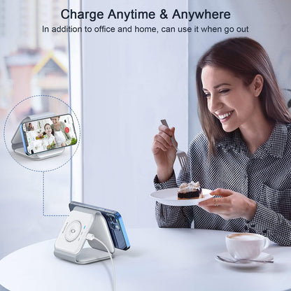 Wireless Charger 3 in 1, Magnetic Travel Wireless Charging Station Multiple Devices,Gan 3 in 1 Charging Station,Compatible for Iphone16/15/14/13/Pro/Max,Iwatch,Airpods4/3/2/Pro(Adapter Includes)