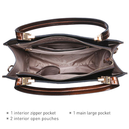 Women Faux Croco Leather Handbags Classic Medium Purse with Matching Wallet