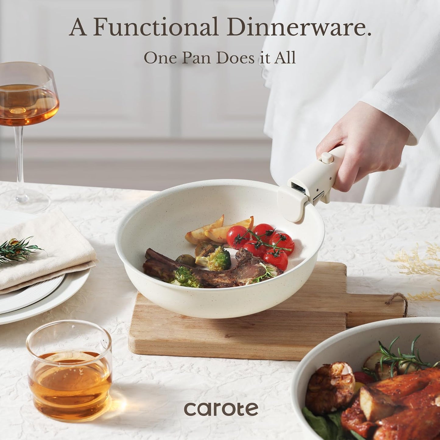 17Pcs Pots and Pans Set, Nonstick Cookware Set Detachable Handle, Induction Kitchen Cookware Sets Non Stick with Removable Handle, RV Cookware Set, Oven Safe