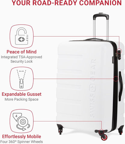 7366 Signature Hardside Expandable Luggage with Spinner Wheels, TSA Lock, White, Checked-Large 27-Inch