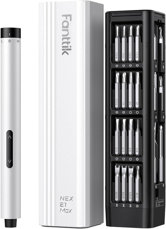 E1 Max Electric Screwdriver, Mini Precision Screwdriver Set, 50 Magnetic Bits, Magnetic Storage, 5/32‘’Hex, Repair Tool Kit for Electronics Phone Camera Laptop Watch (White)