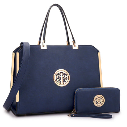 Women Faux Croco Leather Handbags Classic Medium Purse with Matching Wallet