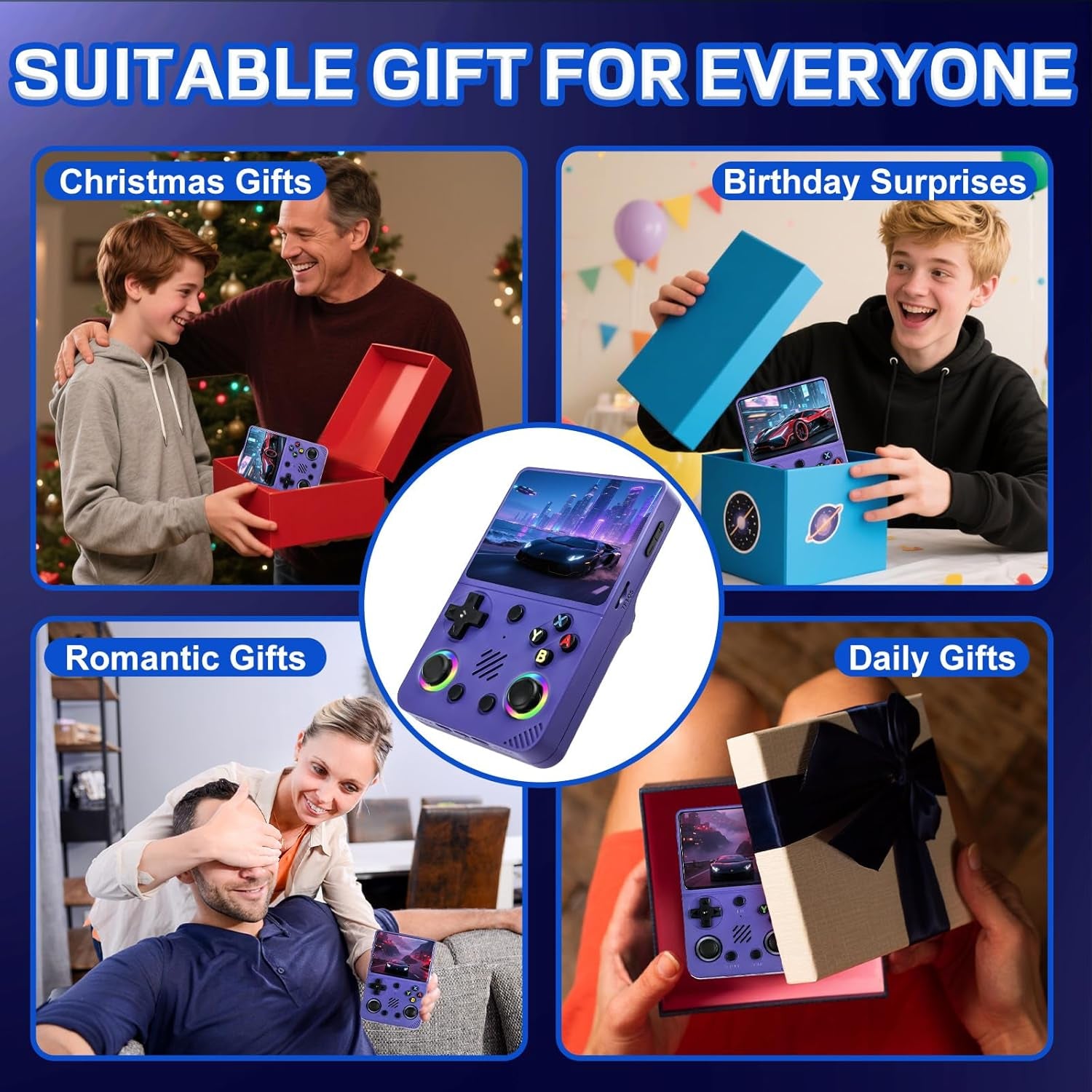 RG36PRO Retro Handheld Game Console - Open Source System,3.5"Ips Screen,30,000+ Classic Games,64G TF Card, 3000Mah Battery,Portable Console for Teen or Partner-Gift for Christmas -Purple