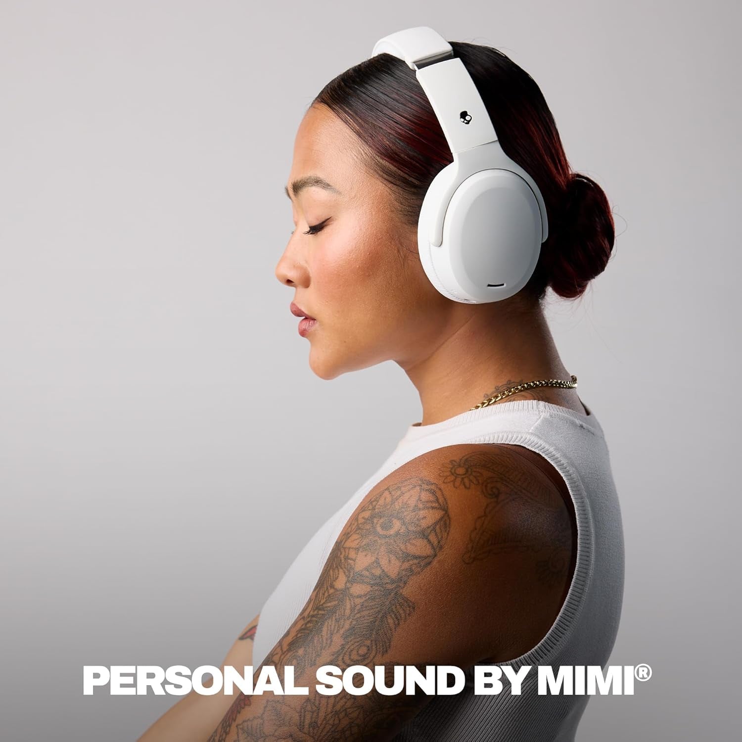 Crusher ANC 2 Wireless Over-Ear Bluetooth Headphones with Extra USB-C Charging Cable, Multi-Sensory Bass, Active Noise Cancelling, 60 Hours Battery, Microphone Iphone Android - Bone