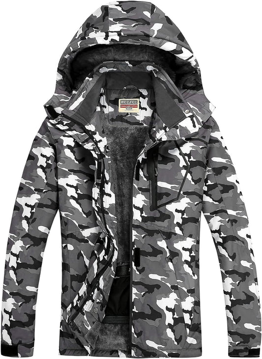 Women’S Waterproof Snow Ski Jacket Mountain Windproof Winter Coat with Detachable Hood