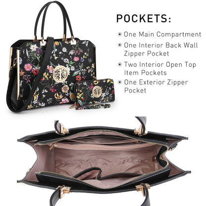 Women Faux Croco Leather Handbags Classic Medium Purse with Matching Wallet