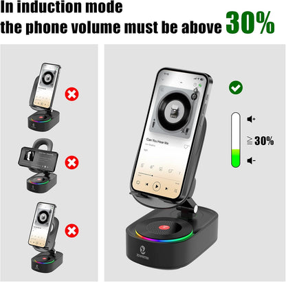 5In1 Wireless Induction Audio Bluetooth Speaker with Phone Stand,Work Time 8H+,Colorful Ambient Light,Emergency Rechargeable,270° Foldable Suitable for Iphone Android Phone Tablet,A Nice Gift