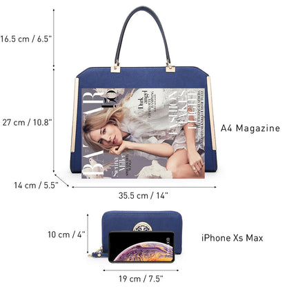 Women Faux Croco Leather Handbags Classic Medium Purse with Matching Wallet